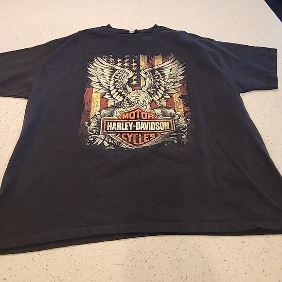 Mens Harley Davidson T-shirt 2X Black Oconomoeoc, WI Eagle Cotton - Picture 1 of 5